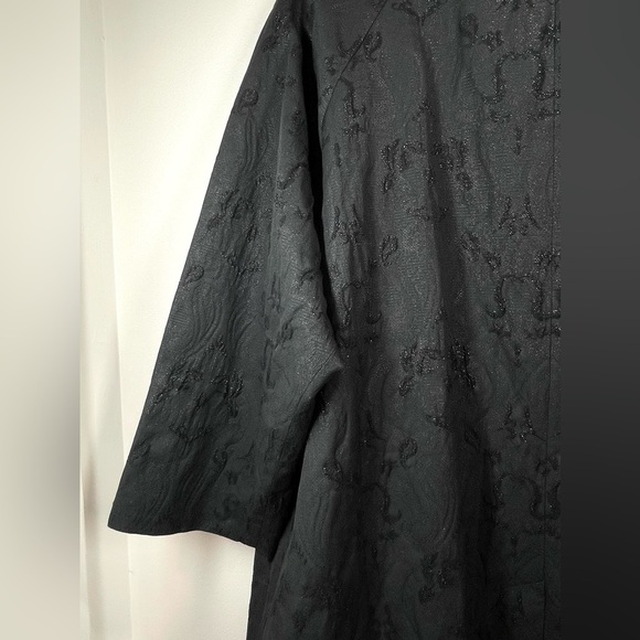 NWT EILEEN FISHER Jacquard‎ Embroidered Open Front Black Shimmer Blazer Size 2X - Picture 11 of 12